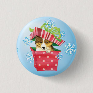 Chapa Redonda De 2,5 Cm Howlidays feliz Sheltie