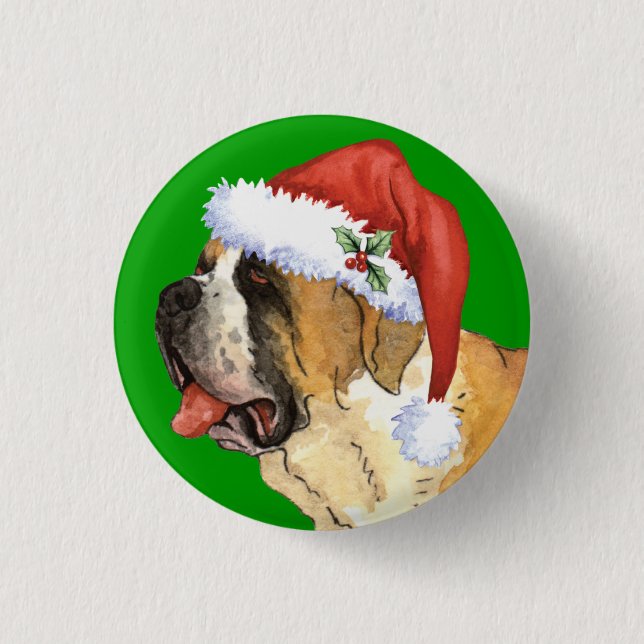 Chapa Redonda De 2,5 Cm Howlidays feliz St Bernard (Anverso)