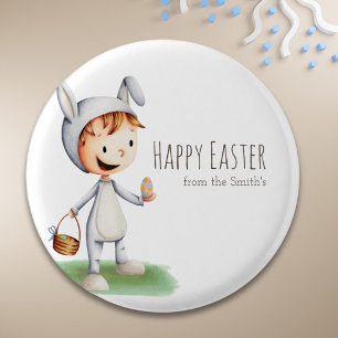 Chapa Redonda De 2,5 Cm Huevo Hunt Boy Feliz Familia de Pascua Personaliza