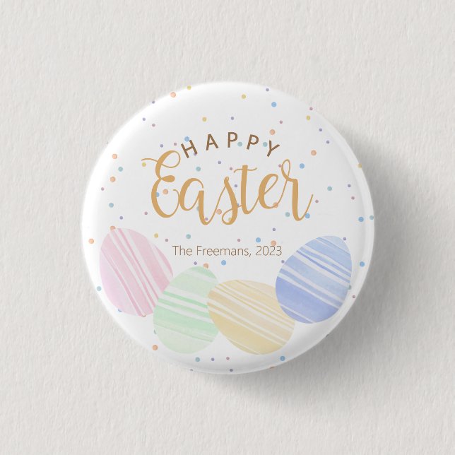 Chapa Redonda De 2,5 Cm Huevos acuáticos personalizados felices de Pascua (Anverso)