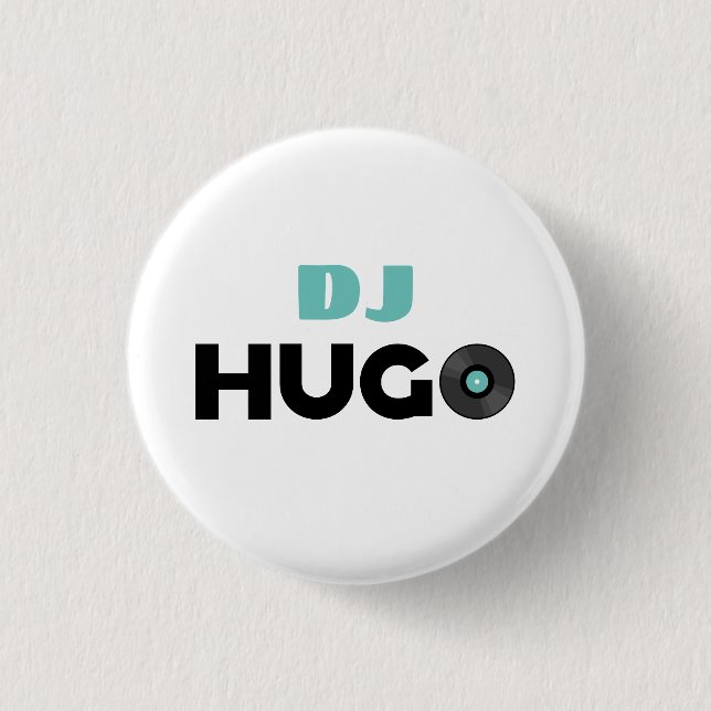 Chapa Redonda De 2,5 Cm Hugo DJ (Anverso)
