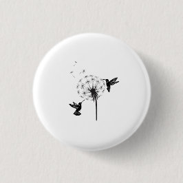 Chapa Redonda De 2,5 Cm Hummingbird and Dandelion Flower Nature Art
