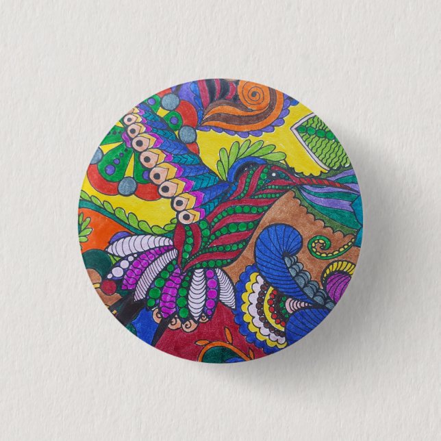 Chapa Redonda De 2,5 Cm Hummingbird Button Pin (Anverso)