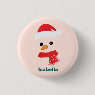 Chapa Redonda De 2,5 Cm Humor Cute snowman Santa face Holiday party