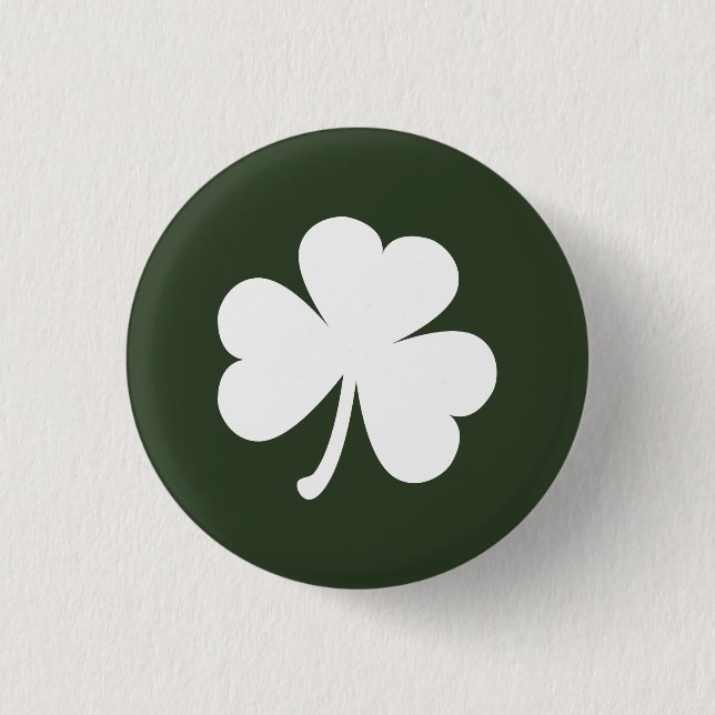 Chapa Redonda De 2,5 Cm Hunter Green con Shamrock irlandés (Anverso)