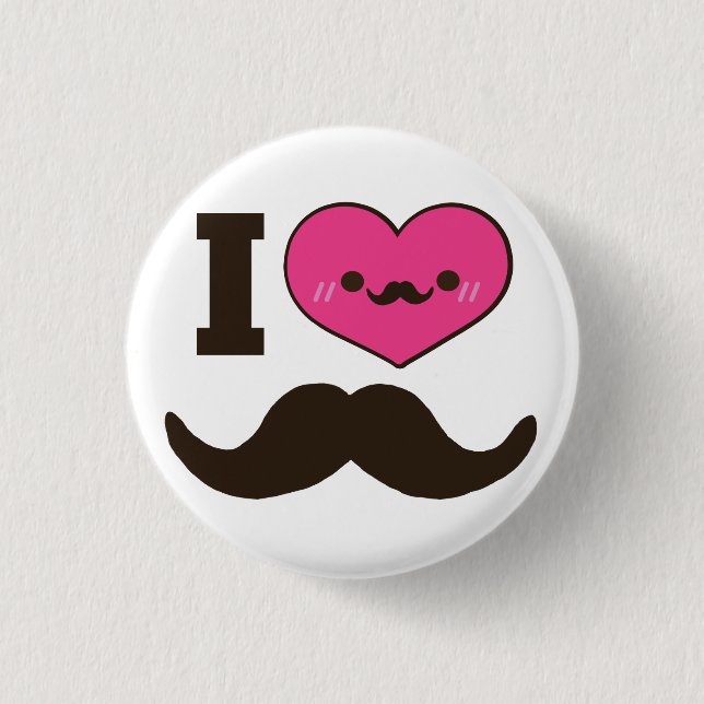 Chapa Redonda De 2,5 Cm I bigotes del corazón (Anverso)