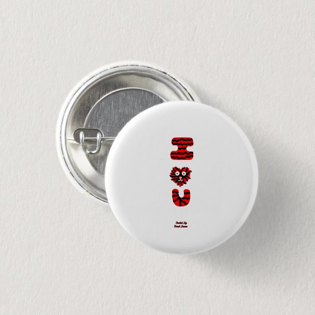 Chapa Redonda De 2,5 Cm I Fuzzy U Round Button (Anverso y reverso)