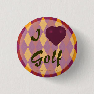 Chapa Redonda De 2,5 Cm I Heart Golf Tropical Argyle