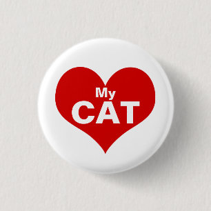 Chapa Redonda De 2,5 Cm I Heart (Love) My Cat Button