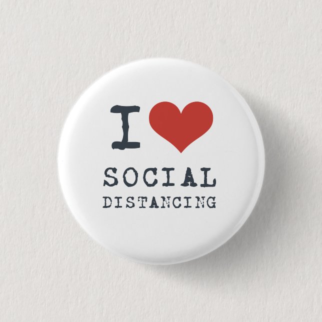 Chapa Redonda De 2,5 Cm I Heart Social Distancing Introvert (Anverso)