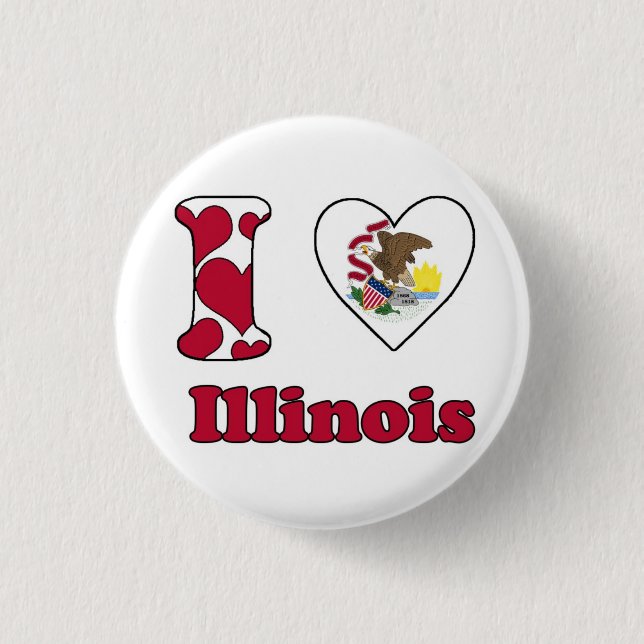 Chapa Redonda De 2,5 Cm I love Illinois (Anverso)