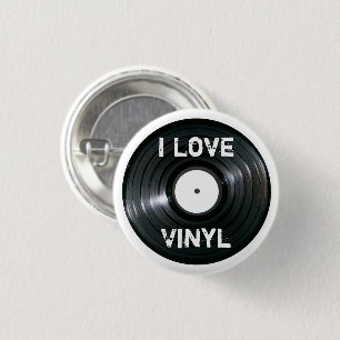 Chapa Redonda De 2,5 Cm I Love Vinyl Record Button