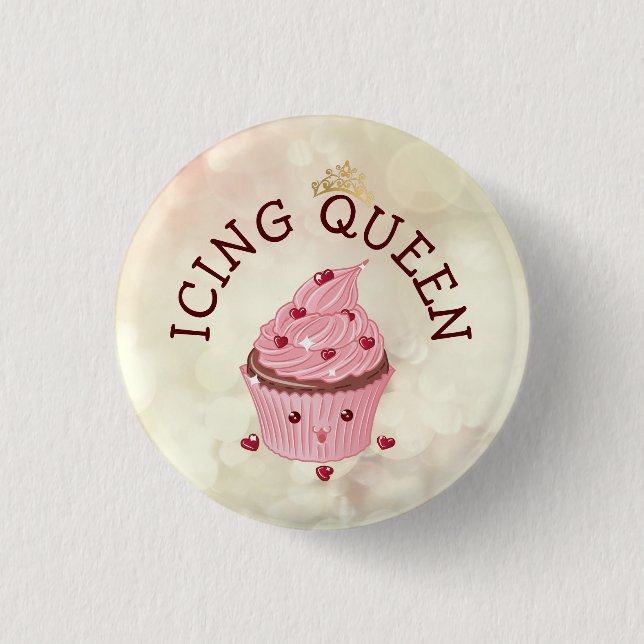 Chapa Redonda De 2,5 Cm Icing Queen Cupcake (Anverso)