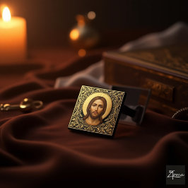 Chapa Redonda De 2,5 Cm Icono bizantino de Cristo - Jesús