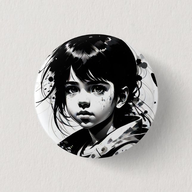 Chapa Redonda De 2,5 Cm Icono: chica (Anverso)