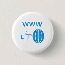 Chapa Redonda De 2,5 Cm Icono de globo WWW World Wide Web con puntero de m