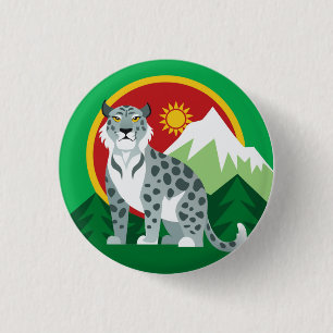 Chapa Redonda De 2,5 Cm Icono: leopardo de nieve