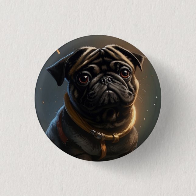 Chapa Redonda De 2,5 Cm Icono: pug (Anverso)