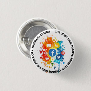 Chapa Redonda De 2,5 Cm Iconos de redes sociales que cito el silencio y la