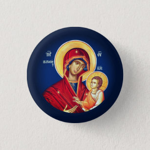 Chapa Redonda De 2,5 Cm Iconos ortodoxos cristianos bizantinos: Virgen Mar