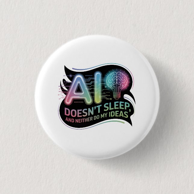 Chapa Redonda De 2,5 Cm Ideas de inteligencia artificial Neon Graphic (Anverso)