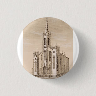 Chapa Redonda De 2,5 Cm Iglesia de San Nicolás en la ciudad de Nueva York
