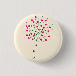 Chapa Redonda De 2,5 Cm Ilustração Moderna e Radiante com Flores Rosa