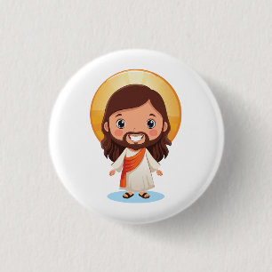 Chapa Redonda De 2,5 Cm Ilustracion Cute Jesucristo
