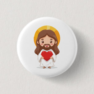 Chapa Redonda De 2,5 Cm Ilustracion Cute Jesucristo