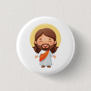 Chapa Redonda De 2,5 Cm Ilustracion Cute Jesucristo