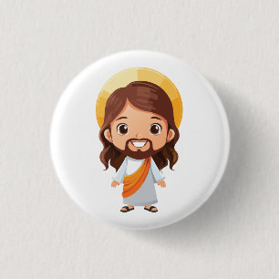 Chapa Redonda De 2,5 Cm Ilustracion Cute Jesucristo
