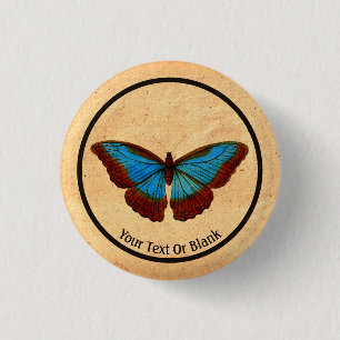 Chapa Redonda De 2,5 Cm Ilustracion de mariposa de época