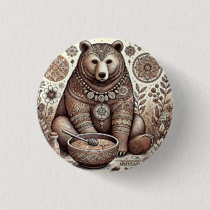 Chapa Redonda De 2,5 Cm Ilustración de oso decorativo