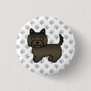 Chapa Redonda De 2,5 Cm Ilustración de perro Cairn Terrier de color atigra