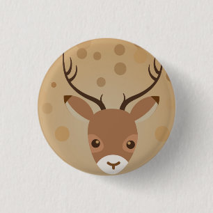 Chapa Redonda De 2,5 Cm Ilustración de reno sobre fondo marrón