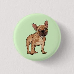 Chapa Redonda De 2,5 Cm Ilustración gráfica de un bulldog francés atigrado