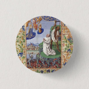 Chapa Redonda De 2,5 Cm Ilustración medieval de San Bernardo de Clairvaux