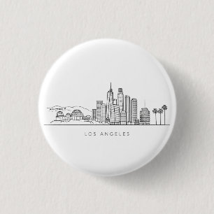 Chapa Redonda De 2,5 Cm Ilustración minimalista del horizonte de Los Ángel