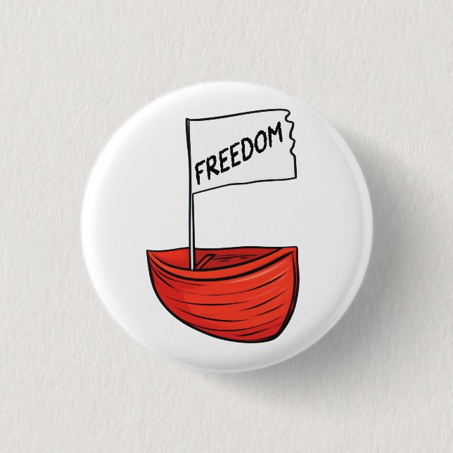 Chapa Redonda De 2,5 Cm Ilustracion Nautical Freedom Boat (Anverso)