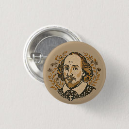 Chapa Redonda De 2,5 Cm Ilustracion retrato de William Shakespeare