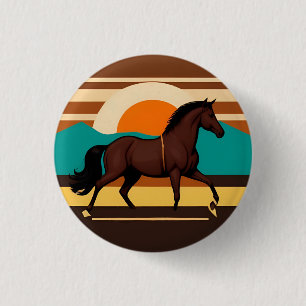 Chapa Redonda De 2,5 Cm Ilustración vintage de un caballo