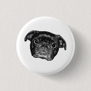 Chapa Redonda De 2,5 Cm Imán de Pug de Manga de Invierno
