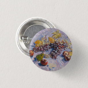 Chapa Redonda De 2,5 Cm Impresión artística de uvas y manzanas de Van Gogh