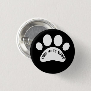 Chapa Redonda De 2,5 Cm Impresión de pata de perro personalizada con nombr