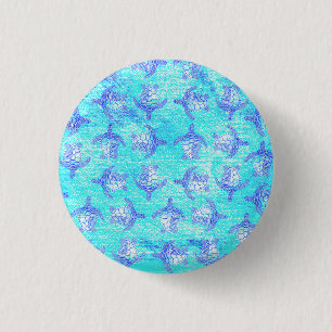 Chapa Redonda De 2,5 Cm Impresión de tortuga azul