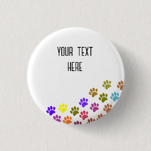 Chapa Redonda De 2,5 Cm Impresiones De Papel De Cachorro Colorido Con Text