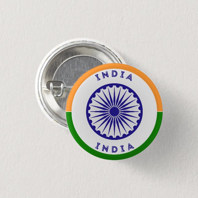 Chapa Redonda De 2,5 Cm India Ashoka Chakra Circle Shape (Anverso y reverso)
