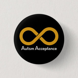 Chapa Redonda De 2,5 Cm Infinito del oro de la aceptación del autismo