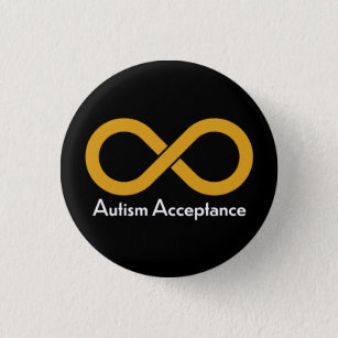 Chapa Redonda De 2,5 Cm Infinito del oro de la aceptación del autismo