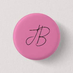 Chapa Redonda De 2,5 Cm Iniciales monogramo de caligrafía plana de moda ro